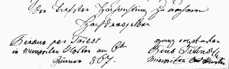 Unterschrift P. Pius Titius